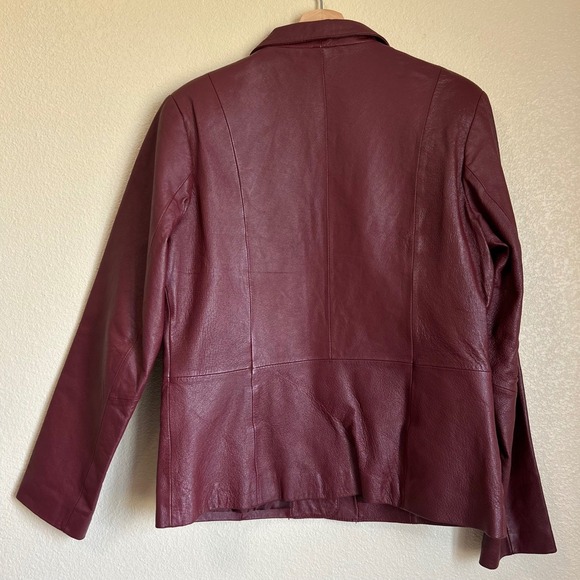 Bagatelle Vintage Size 10 Red Burgundy Leather Blazer Jacket Wine Monica Goth - Picture 2 of 12